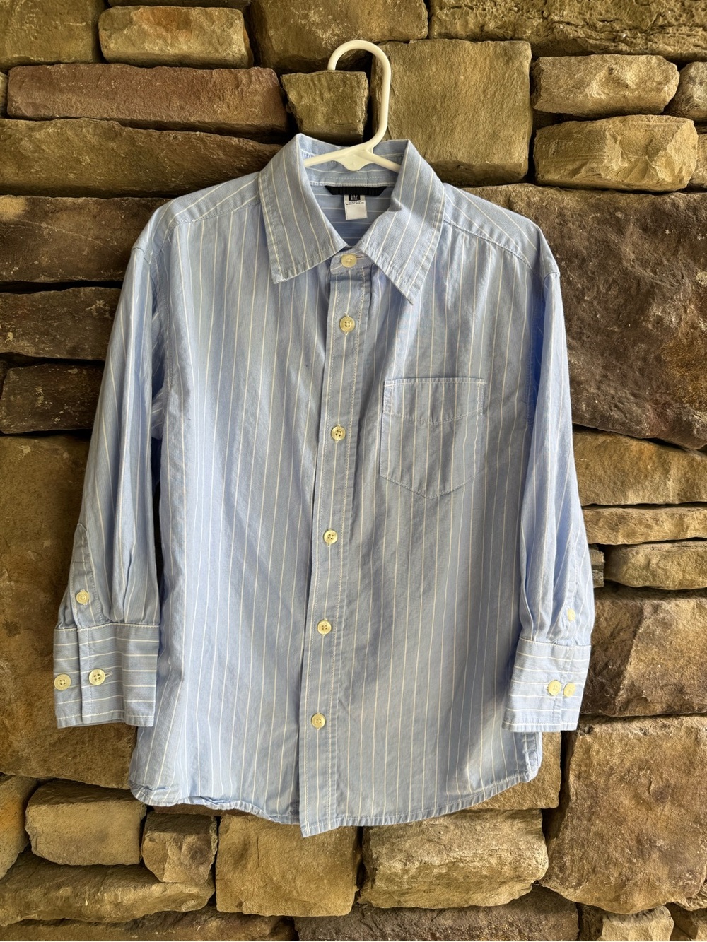GAP Light Blue and White Striped Kids Button-Up Shirt